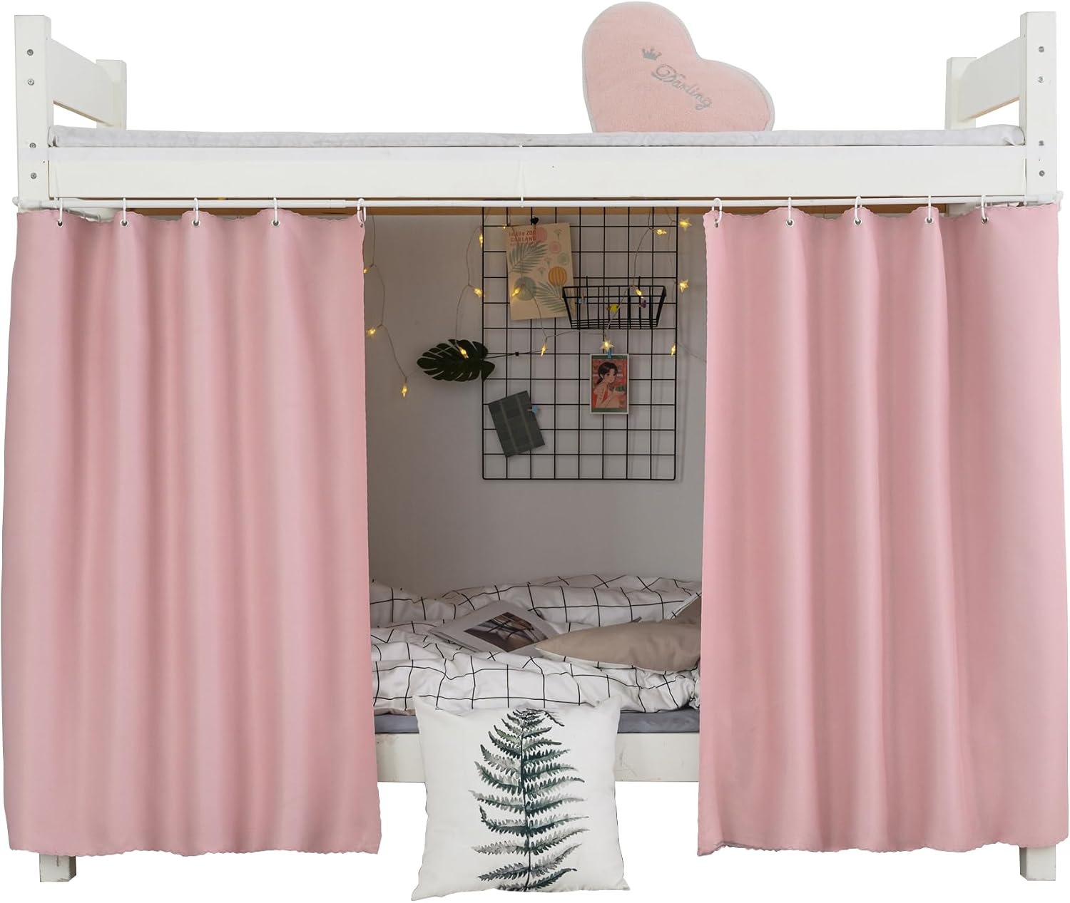 Lightweight 100% Blackout Bunk Bed Curtains Twin Bottom Privacy Draperies, 2 Panels, Black