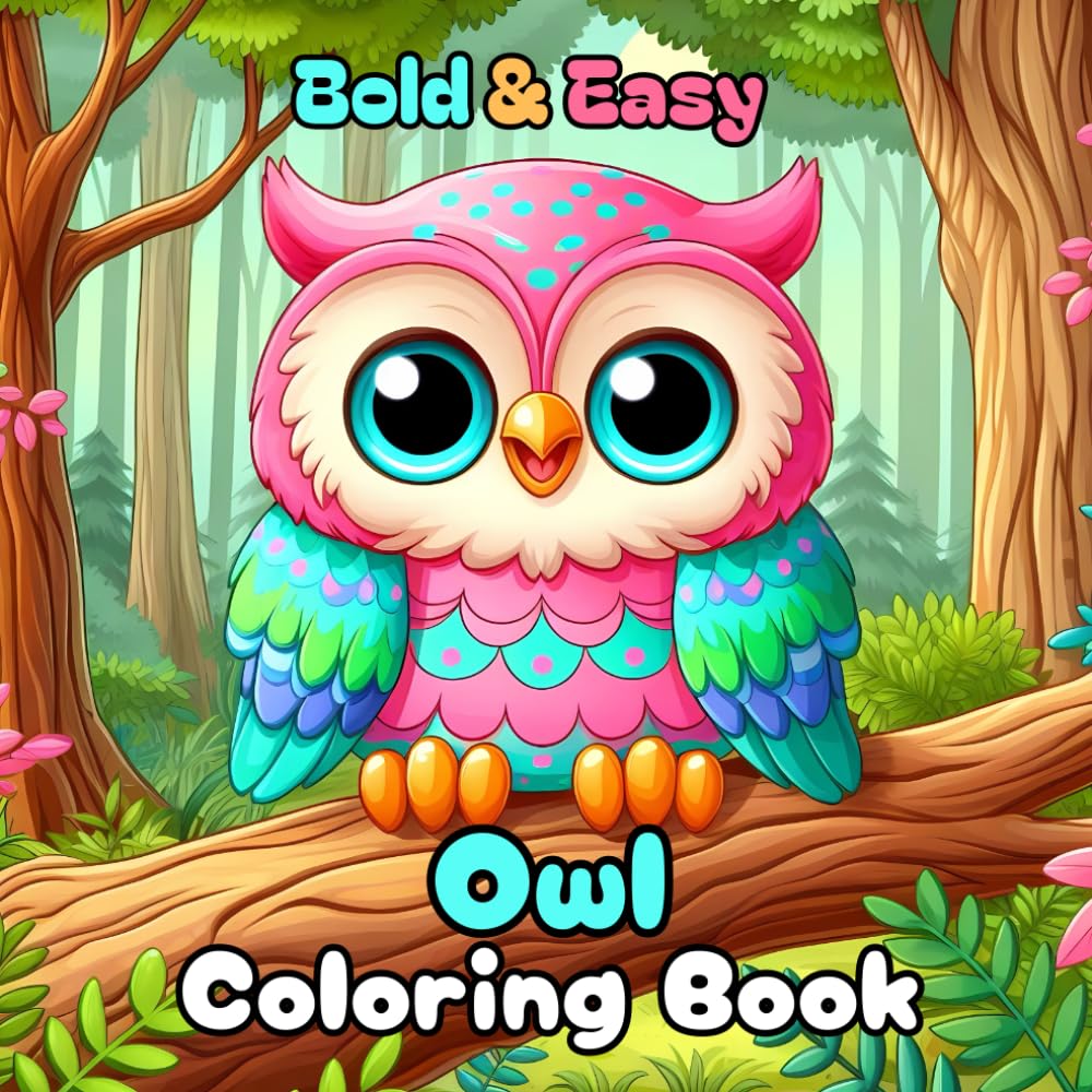 Owl Coloring Book for Kids and Adults: Simple Cute Owl Illustrations Printed on Single Sided Pages