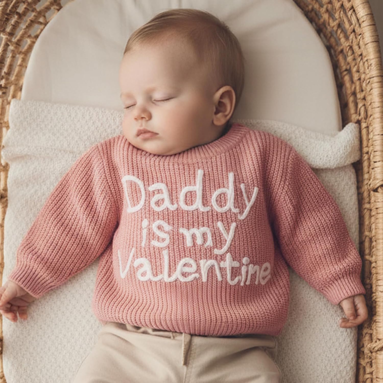 Baby Girl Cute Long Sleeve Heart Flowers Embroidery Oversized Sweater Toddler Valentine Outfit - Image 6