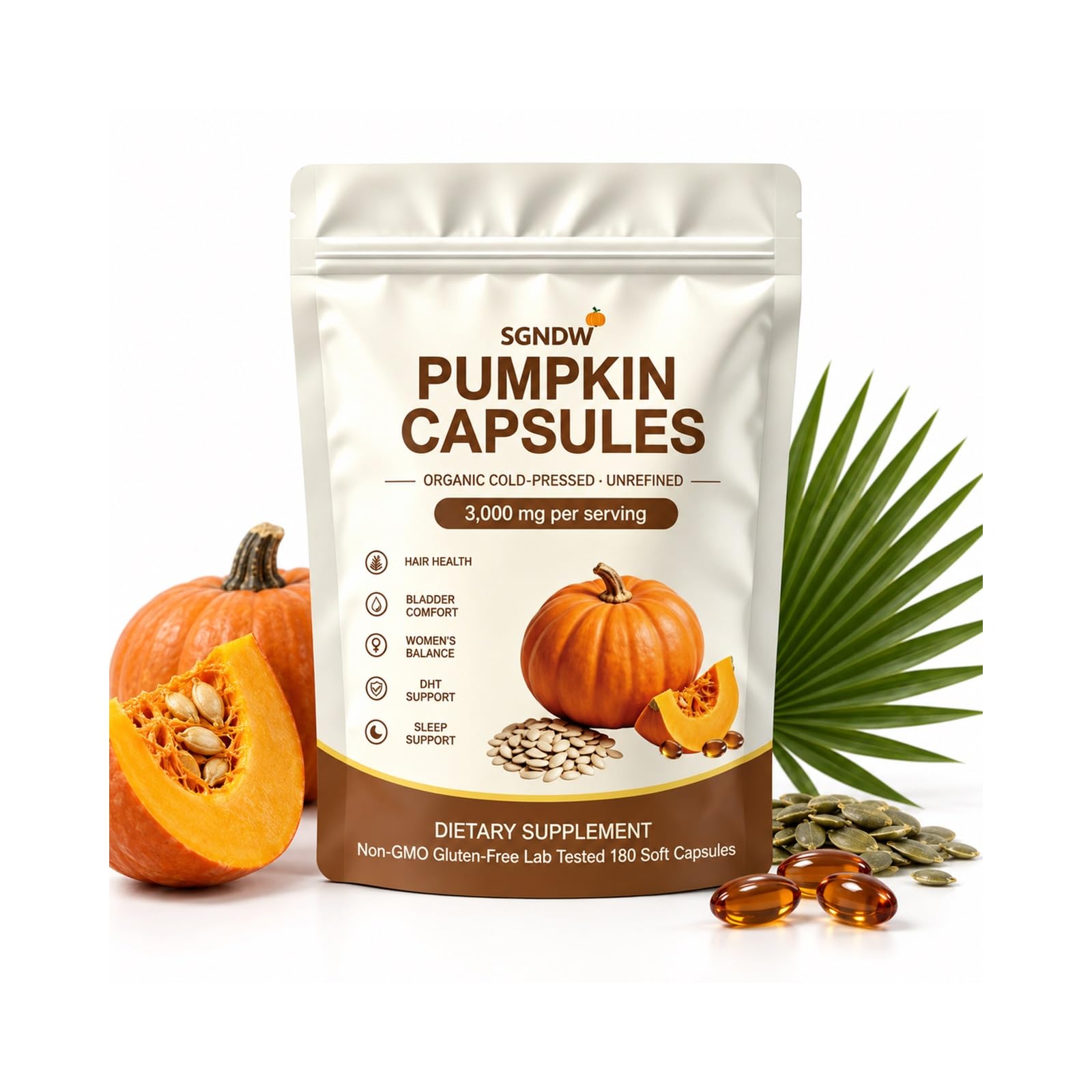 Pumpkin Seed Oil with Saw Palmetto, Cold-Pressed, 180 Softgels