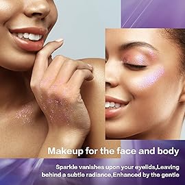 LANGMANNI Holographic Body Glitter Gel for Body, Face, Hair and Lip.Color Changing Glitter Gel Under Light. Vegan & Cruelty Free-1.35 oz (3 Neon Violet+4 Sapphire Blue)