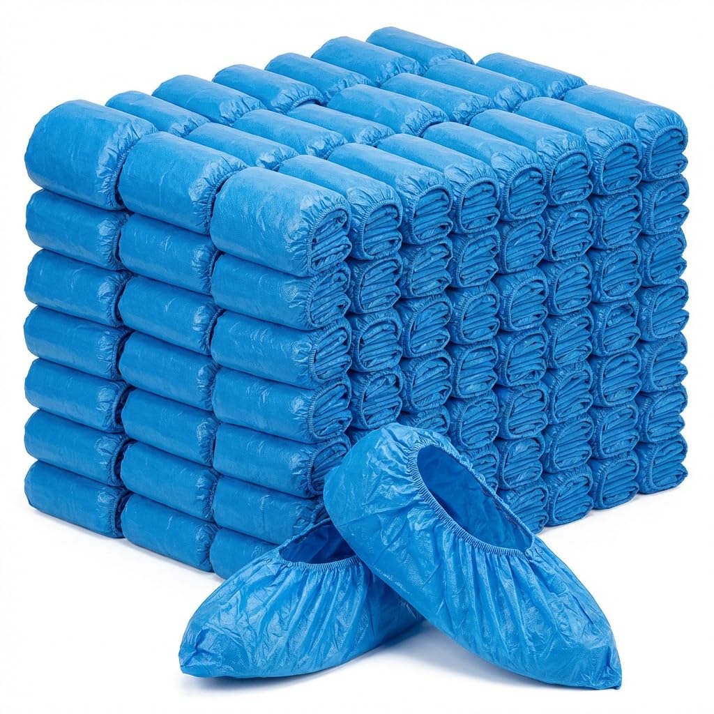 Copriscarpe Monouso 300 Pezzi Impermeabili Antiscivolo PE Taglia Unica Blu