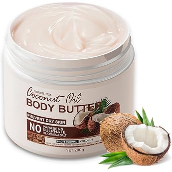 Coconut Oil Body Butter, Nourishing Body Cream Coconut f&uuml;r Intensive Feuchtigkeitspflege, Reichhaltige K&ouml;rpercreme gegen troc