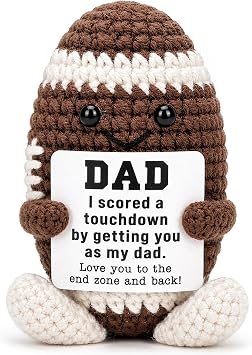 Mini Dad Gifts from Daughter Son Wife Positive Handmade Crochet Football | Thank you Gift for Dads I Love You Papa Best Dad Birthday Gifts for New Daddy Step Dads Father in Law Husband Desk Fall Decor