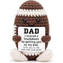 Mini Fathers Day Dad Gifts for Men from Daughter Son Wife Positive Handmade Crochet Football Birthday Gifts for Dads I Love You Papa Best Dad Gift for Step Dads Father in Law Husband Desk Decor