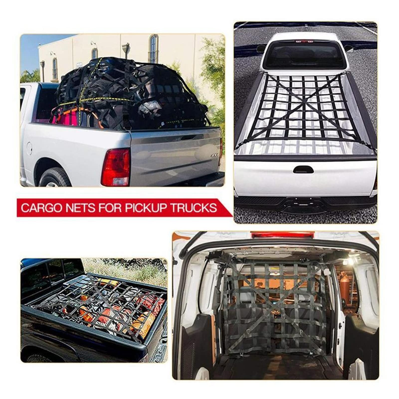 Xuanqingyi Store Auto-Kofferraum-Dachnetz, Netz-Gepäcknetz, schweres Gepäcknetz, LKW-Anhänger, Müllcontainer, verlängerte Netzabdeckungen, Gepäcknetze mit 4 festen Gurten (Color : S)