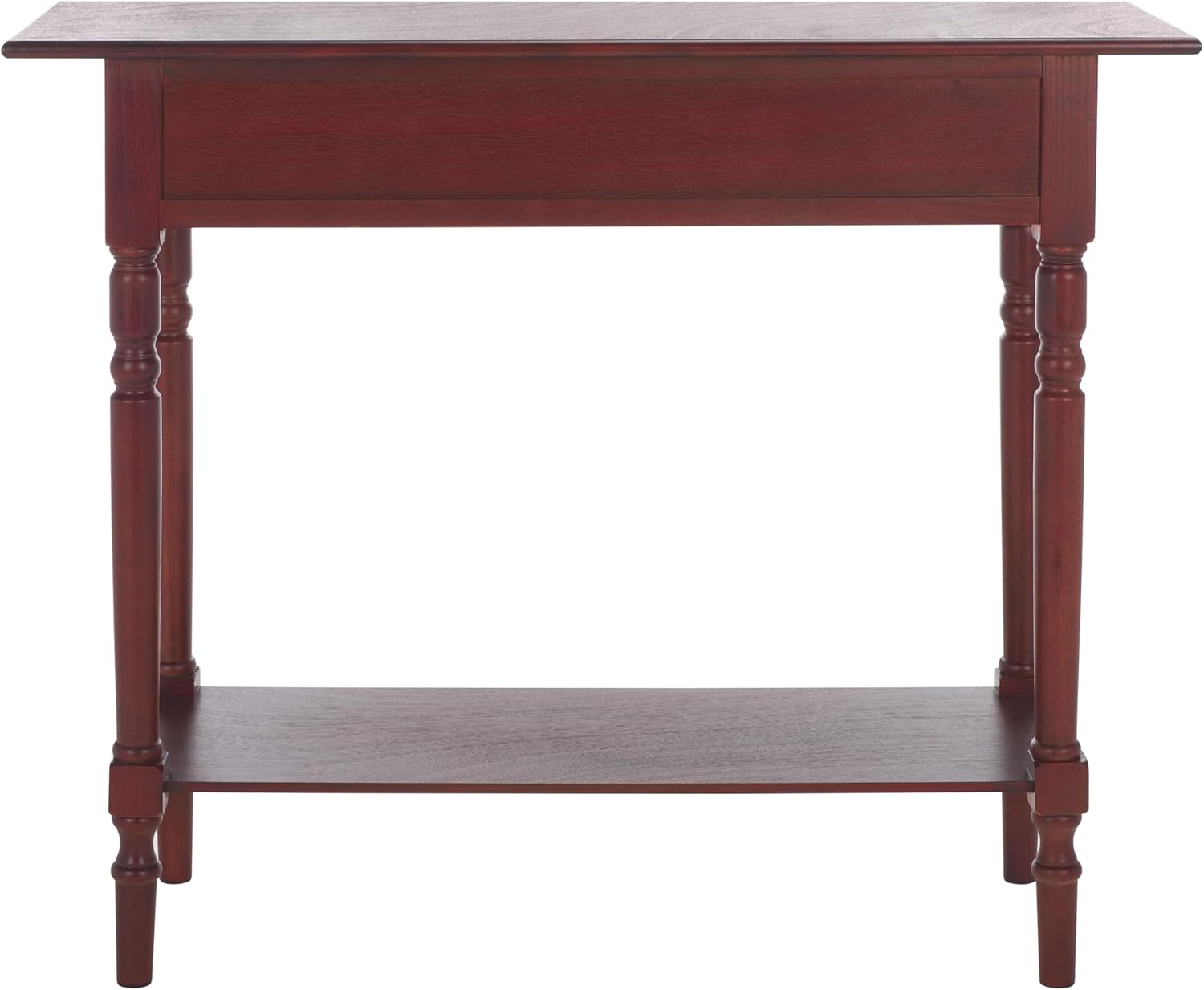 SAFAVIEH Home Collection – Rosemary Dark Cherry Console Table with Drawers & Shelf, Classic Contemporary Storage Console, Turned Leg Design (AMH5705D)