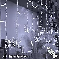 Vista 44 de Butterfly Curtain Lights 13ft 96 LED Twinkle Fairy Lights 8 Modes String Lights with Remote, Butterfly Hanging Decoration for Bedroom Dorm Wall