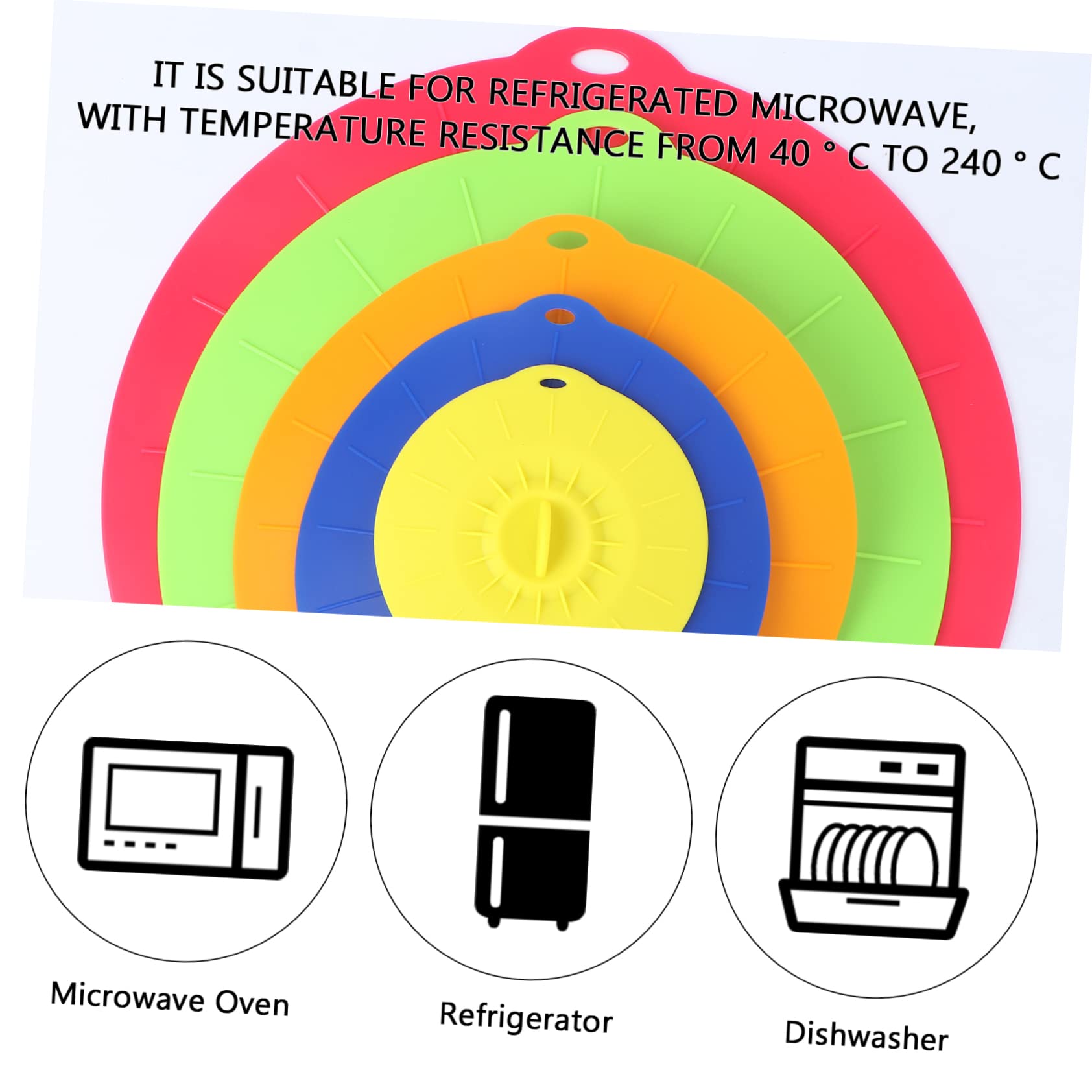 BESTonZON 5 Pièces Couvercles Extensibles Couvercle De Plaque En Silicone Couvercles De Bol D'Aspiration Couvercles De Tasse Couvercle De Pot Couvercle De Micro-Ondes Couvercle De Casserole