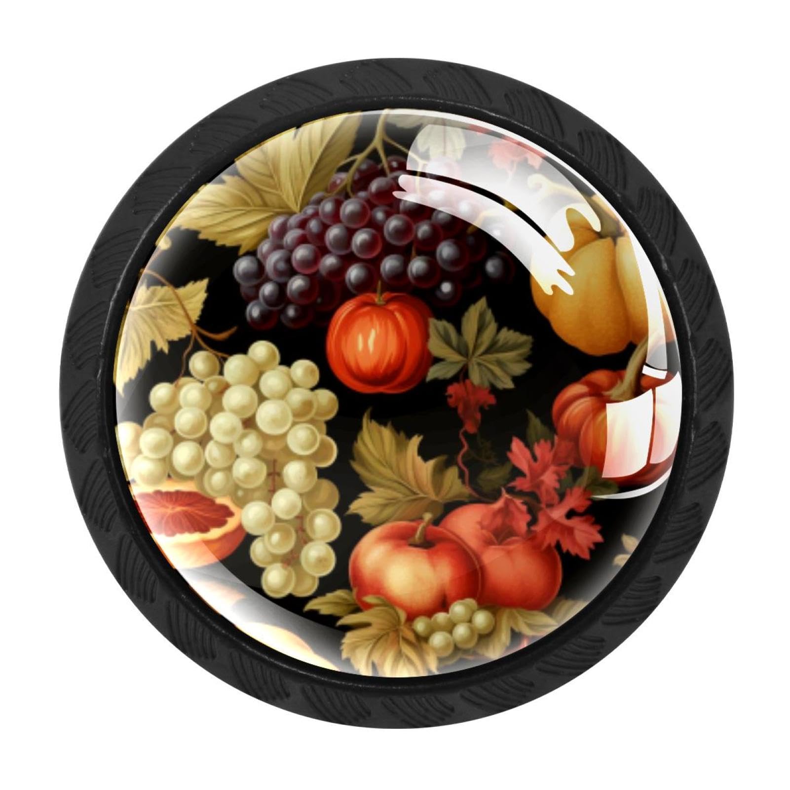 CHENZZZZ 4 Pack Cabinet Handles Black Thanksgiving Fruit Cabinet Knobs Draw