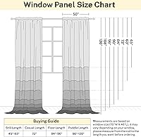 Vista 8 de Cortinas de lino blanco con pestaña trasera de 108 pulgadas de largo, 2 paneles para sala de estar, cortinas de estilo rústico bohemias, filtro