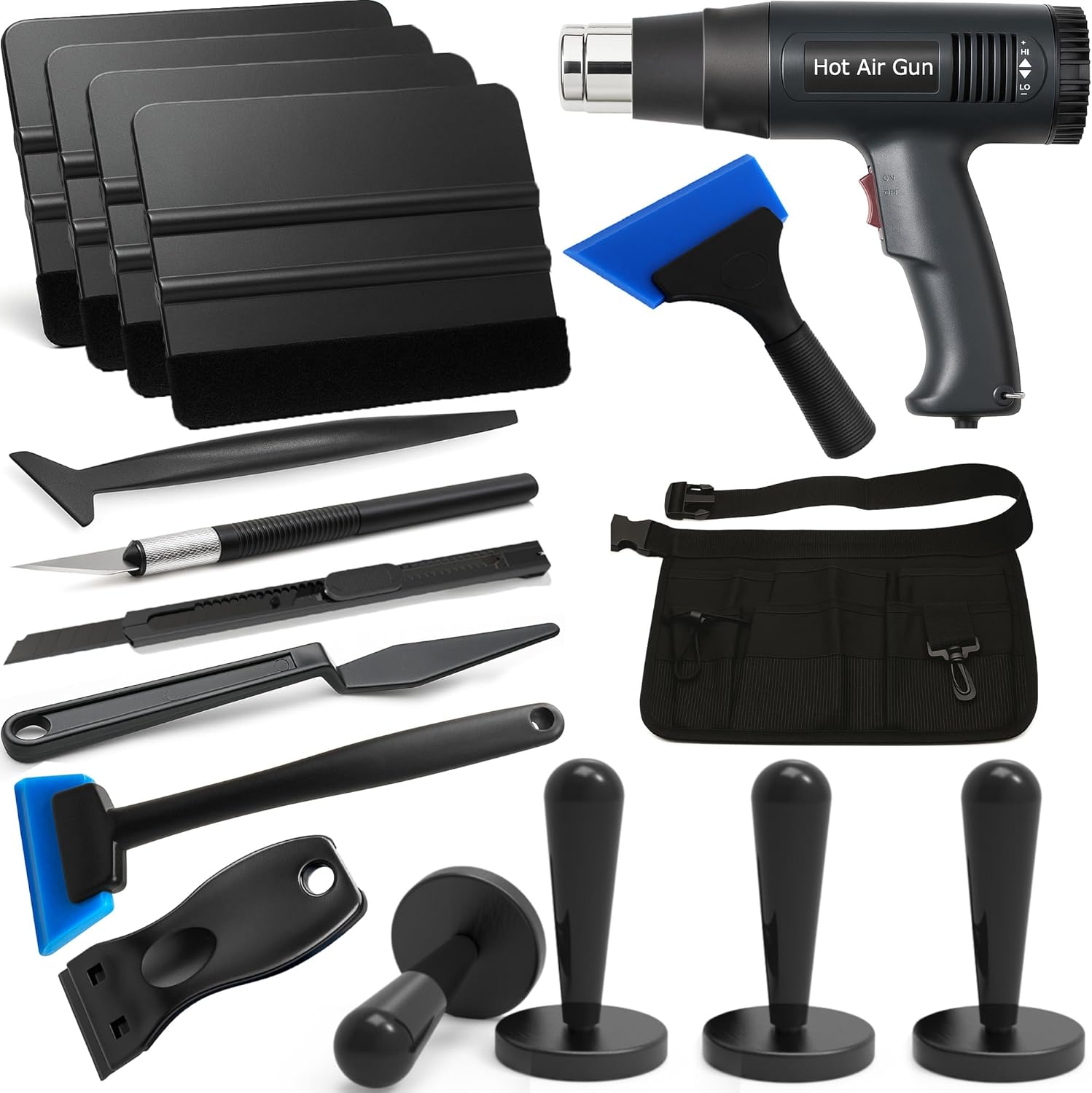 Spanno Heat Gun for Vinyl Wrap, Car Wrap Kit for Window Tint, Include Heat Gun, Plastic Squeegees, Magnet Holder, Vinyl Wrap Cutter