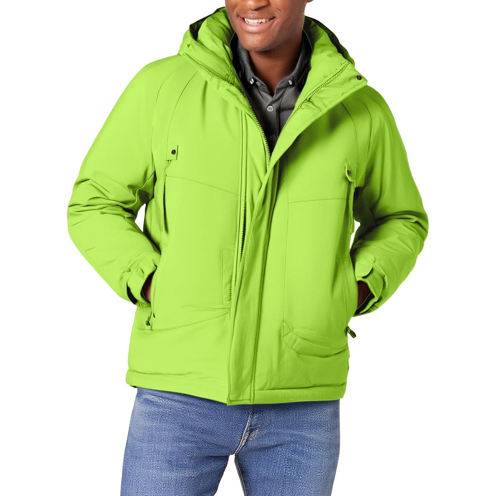 Giacche impermeabili da uomo con cappuccio Giacche da trekking da uomo giacca antivento imbottita ispessita giacca antivento autunno/inverno giacca da esterno con tasche con cerniera cappotti casual