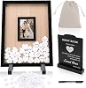 Wedding Guest Book Alternative, Wooden Picture Frame Guestbooks,with 90+ Wooden Hearts, Guest Book Alternative for Birthday Wedding Baby Shower Anniversary Party