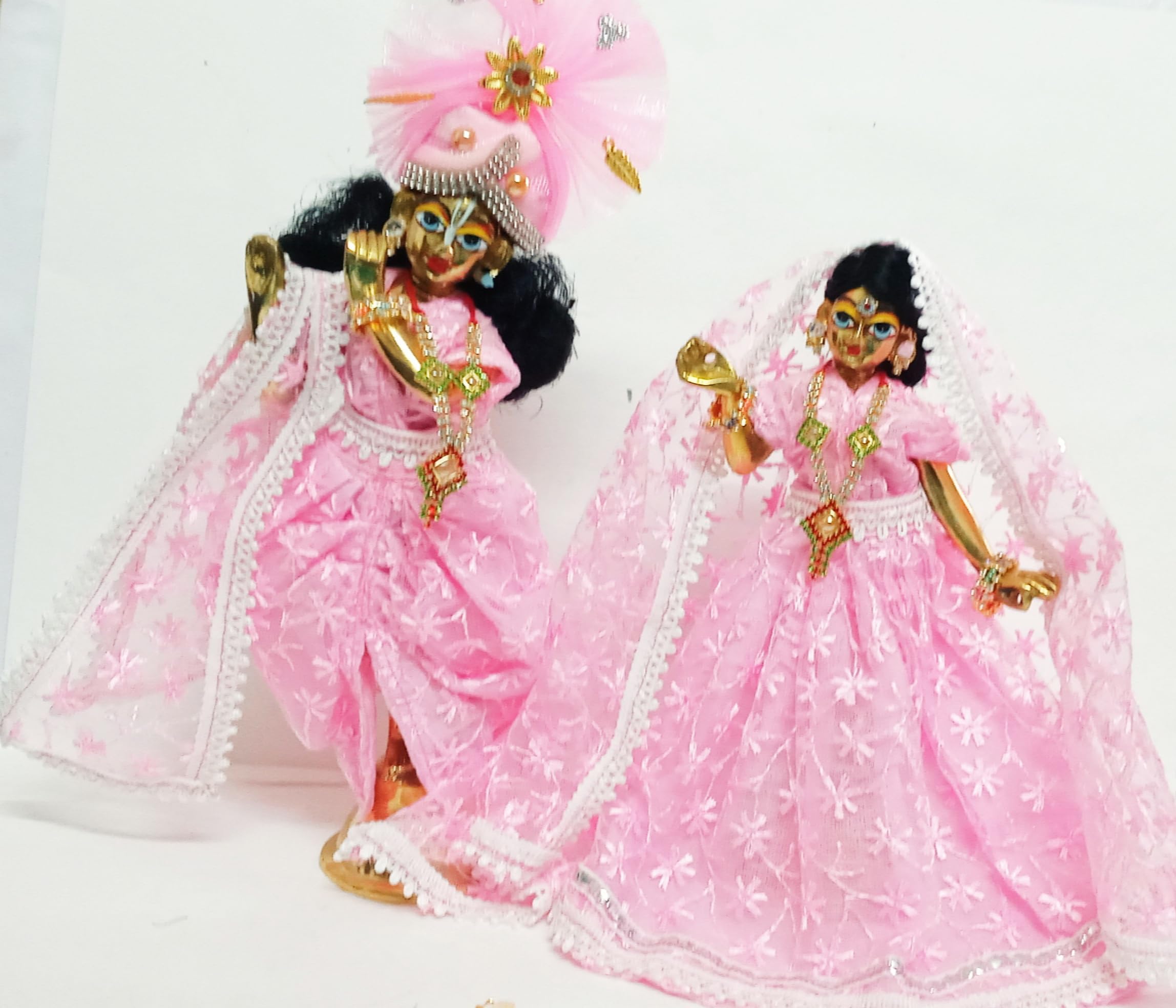 Radha Krishna Handmade Pink Colour Net Dress Suitable for 8-9 inches Idols.  : Amazon.in: Home & Kitchen