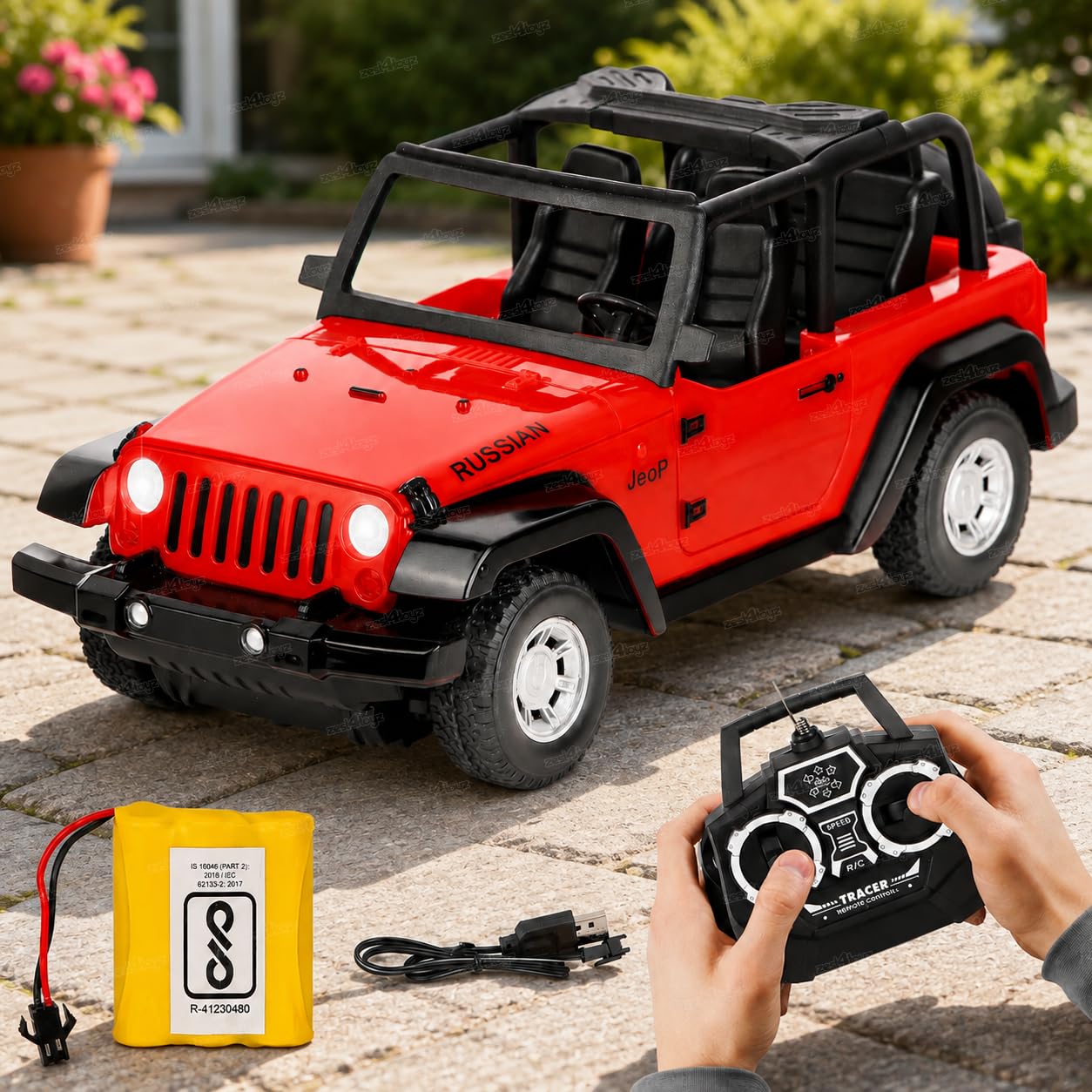 Zest 4 Toyz Remote Control Car Toy for Kids | 1:22 High Speed Rechargeable RC Car Jeep Toy | Remote Control Cars Birthday Gift for Boys and Girls Age 3+ (Red)-image-36