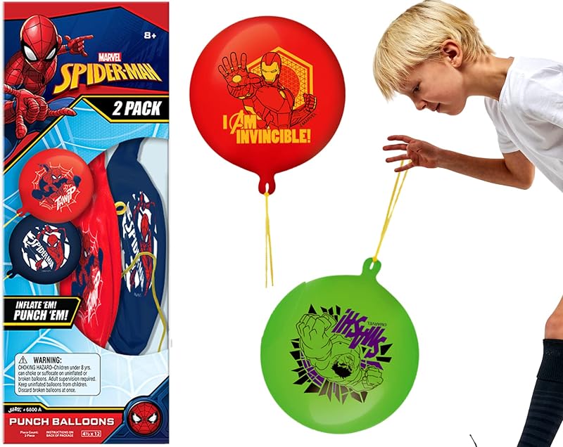 Marvel Avengers Punch Balloon Ball Hulk, Iron Man & Spiderman Fidget Toy Inflatable Big Bounce Ball Stress Relief Punching Bag Toy for Kids & Adults. Games Pop 6800-1