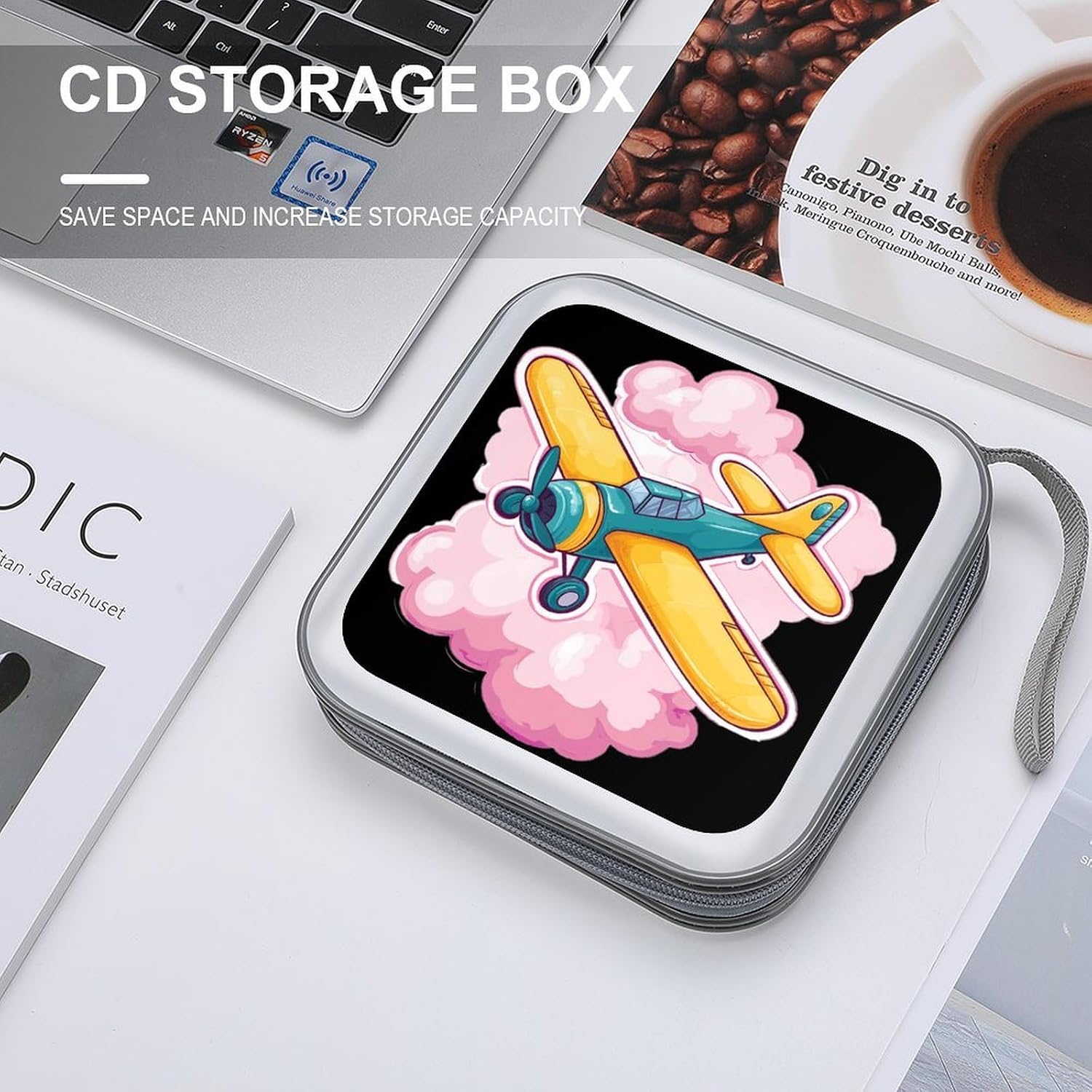 Old Plane Airplane Soaring Sky Protective CD Case Storage Rack 40 Capacity DVD Holder Organizer Car Travel