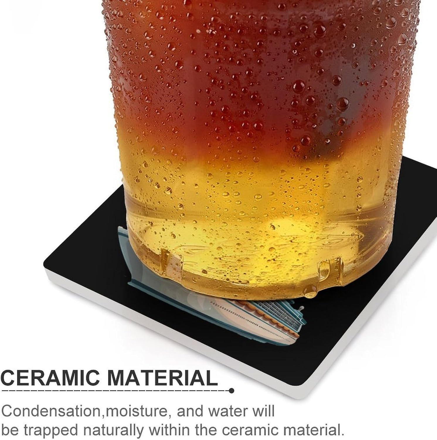 Cruise Ship Coaster for Drinks Square Ceramic Table Coasters Stone Mat Crafts 4PCS Home Kitchen Decor