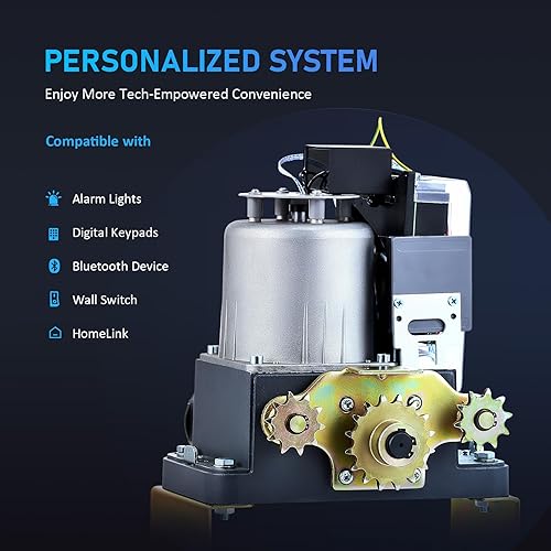 Miniatura 7 de CO-Z Abridor de puerta mejorado de 1400 libras con sistema de alarma, abridor deslizante automático para puertas de hasta 40 pies, motor eléctrico