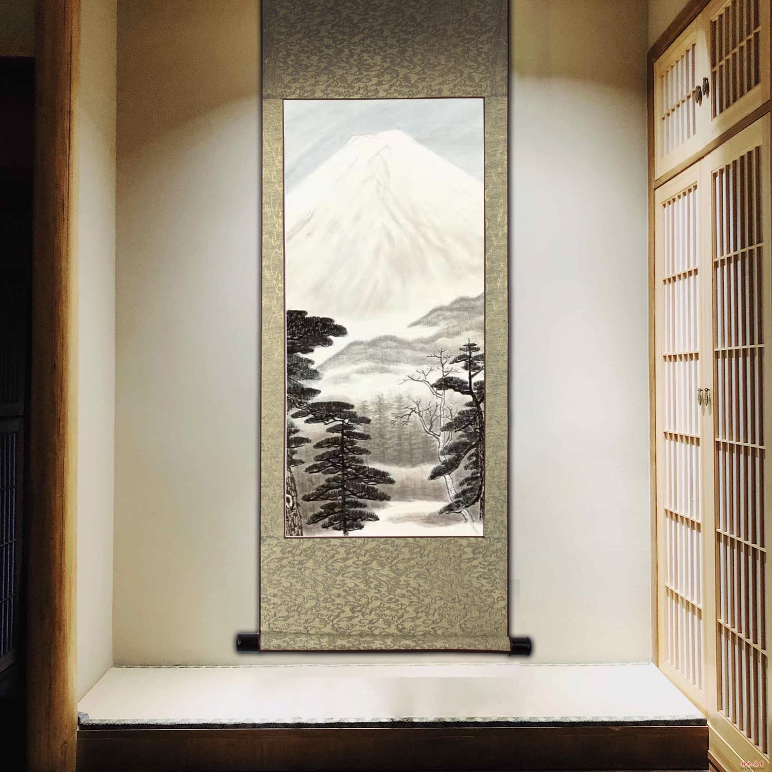 山水画 掛軸 横幅 旭日東昇 中国風景画 水墨画 インテリア 和室 壁掛け 開運 Amazon.co.jp: 画家手描き 掛軸 掛け軸 おしゃれ 水墨山水画 富士山 四
