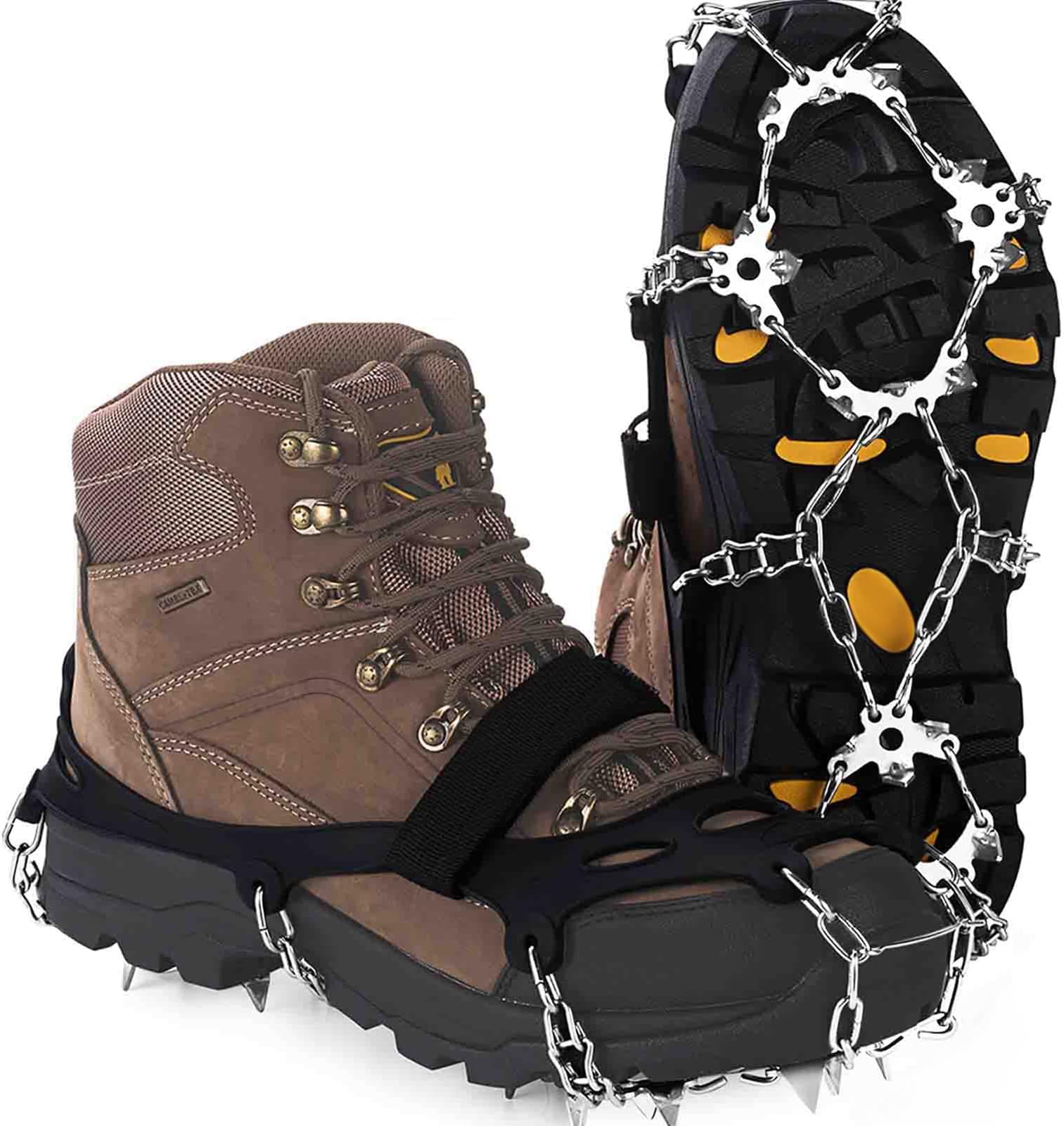 Upgraded Version of Walk Traction Ice Cleat Spikes Crampons,True Stainless Steel Spikes and Durable Silicone,Boots for Hiking On Ice & Snow Ground,Mountian.