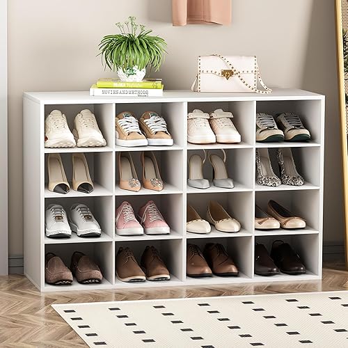 Miniatura 11 de Garden 4 you Organizador de zapatos, zapatero de madera de 5 niveles con 2 estantes de almacenamiento y 9 cubículos, armario organizador de zapatos