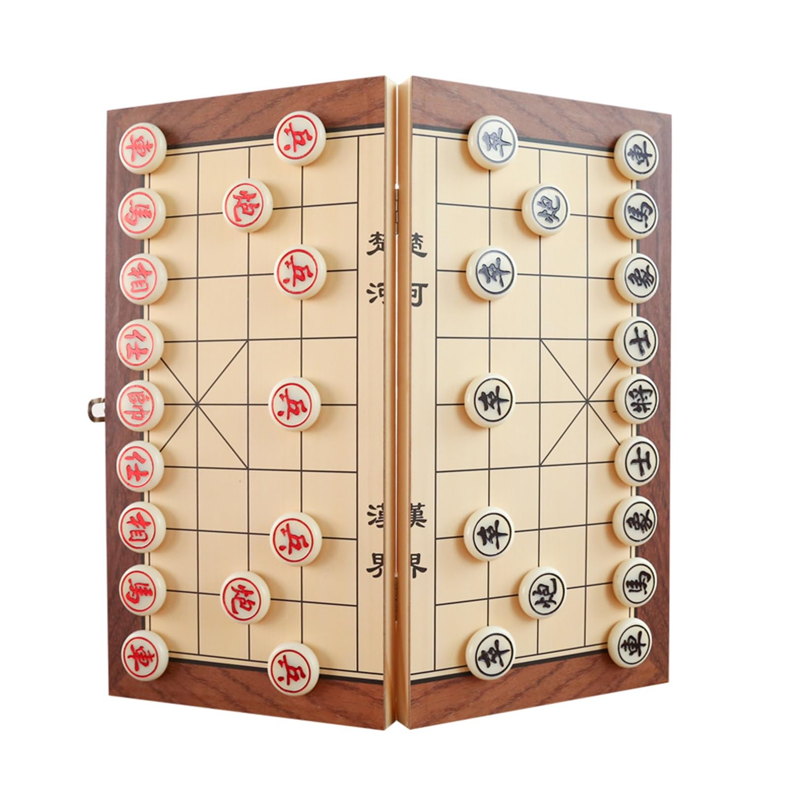 Chinesisches Schach Xiangqi, magnetische Spielsteine, Reisebrettspielset mit faltbarem Schachbrett, traditionelle pädagogische Strategiespiele(15.3 x 15.3in)