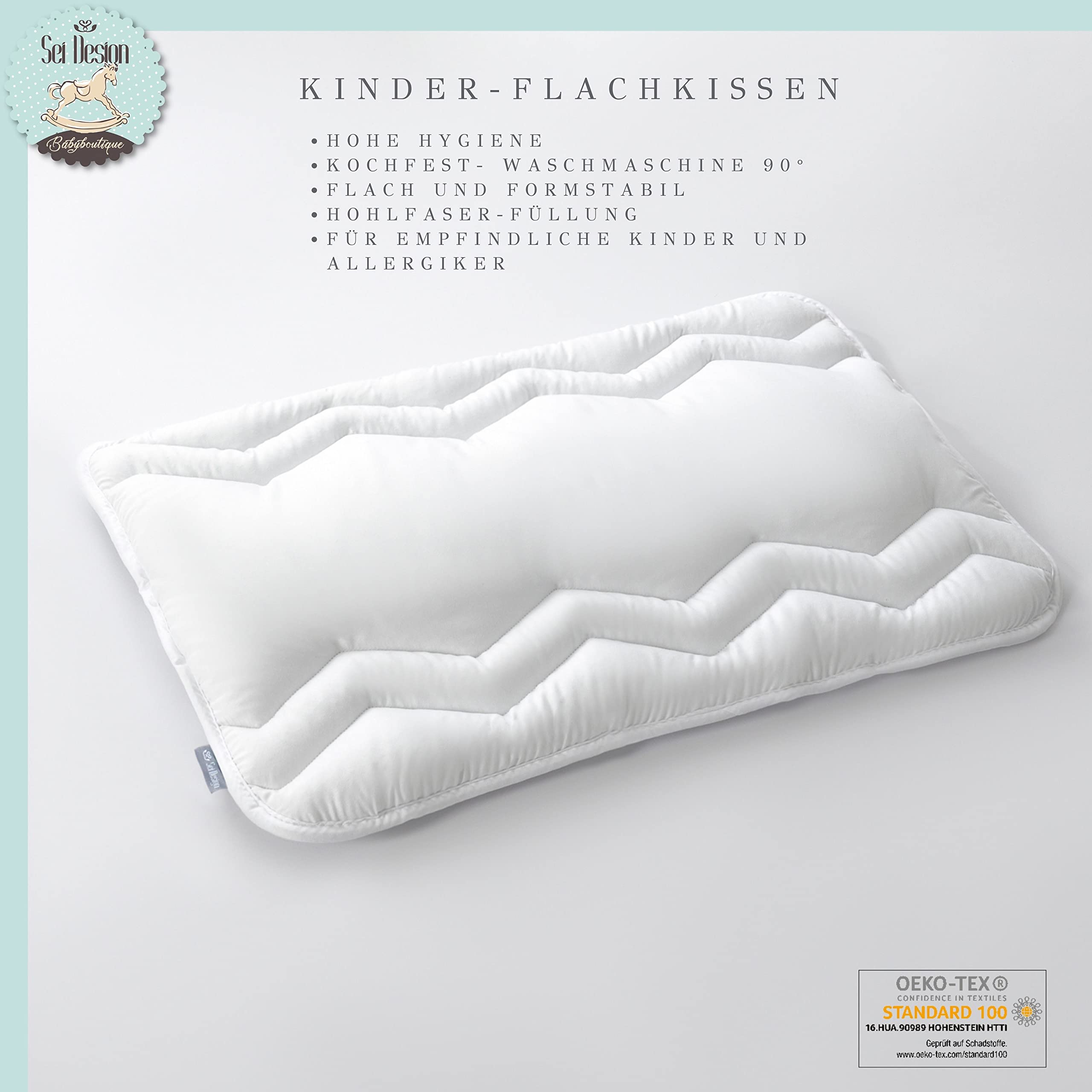 Sei Design Set Letto per bambini (cuscino bambino 40 X 60 + coperta bambino100 X 135). Privo di sostanze nocive secondo OEKO-TEX Standard 100 e per chi soffre di allergie