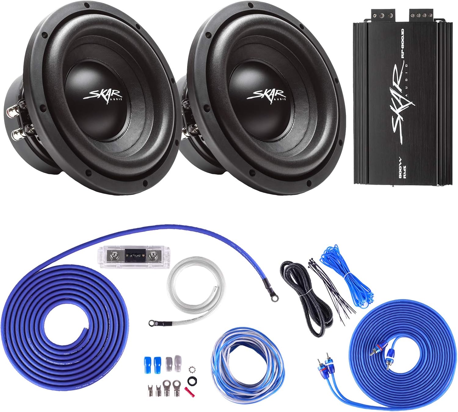 Skar Audio SDR8 D4 Dual 8" 700 Watt RMS Subwoofer Package with RP800