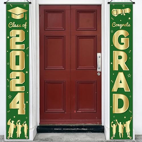 Miniatura 1 de Cartel de graduación 2024 para porche, decoraciones de fiesta, decoraciones de graduación de la clase de 2024, pancarta de puerta de felicitaciones