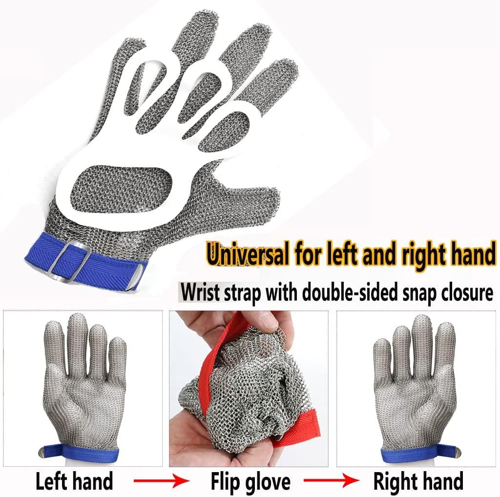 Metal Cut Resistant Chain Mail Gloves, Safety Gloves for Butchers Protective Gloves, Soft and Flexible (Size : A Pack of one/XL)
