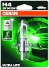 Osram H4 Ultra Life Halogen Headlight Bulb, 12V 6055W, 4 Years Warranty, Long Life