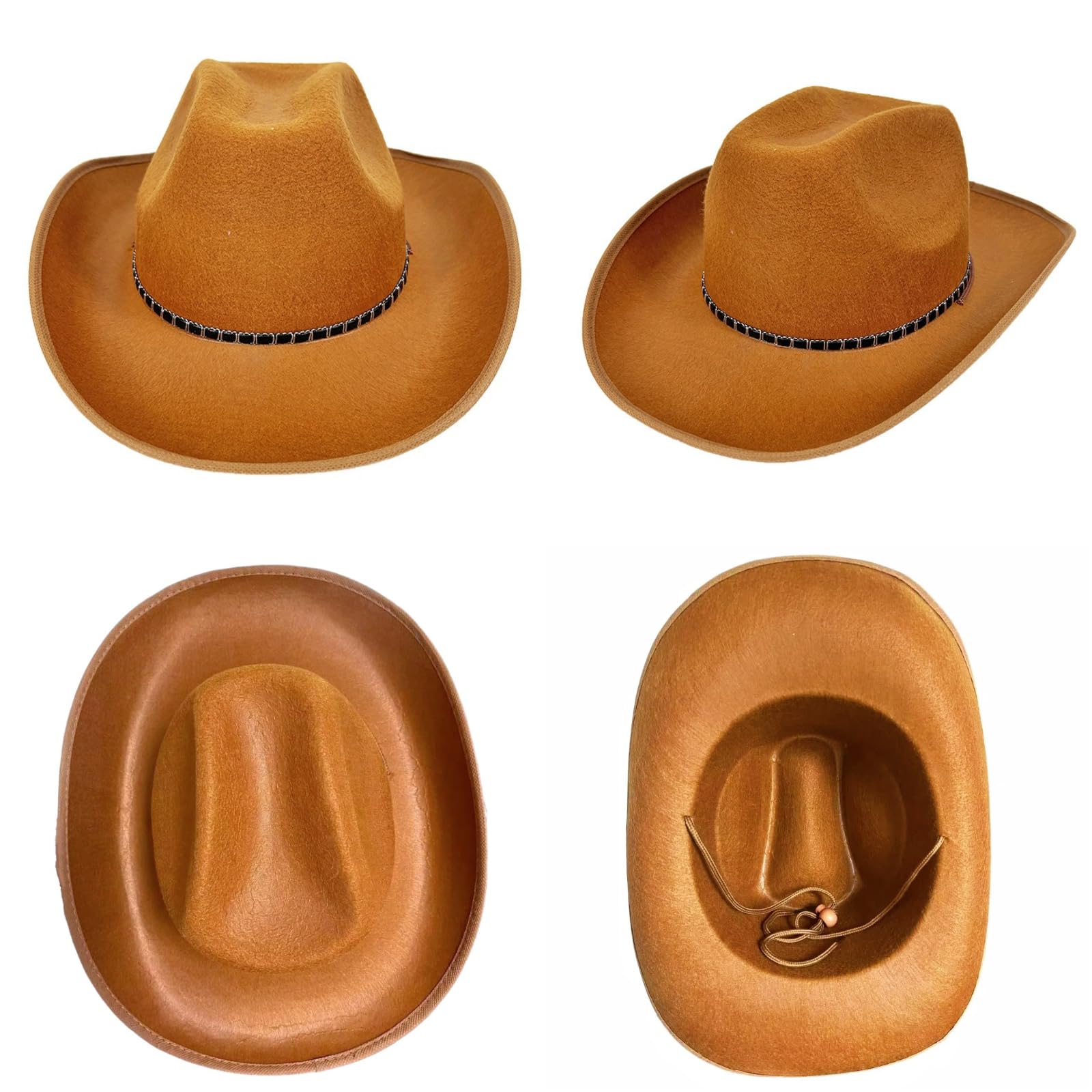 BSLVV 2 Pack Adult Cowboy Hats Dark Brown & Black Western Hats for Men Women - Image 3