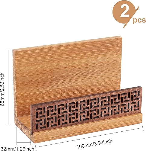 Miniatura 2 de OLYCRAFT 2 tarjeteros para escritorio, soporte de madera para tarjetas de presentación Burlywood, soporte para tarjetas de visita para escritorio,
