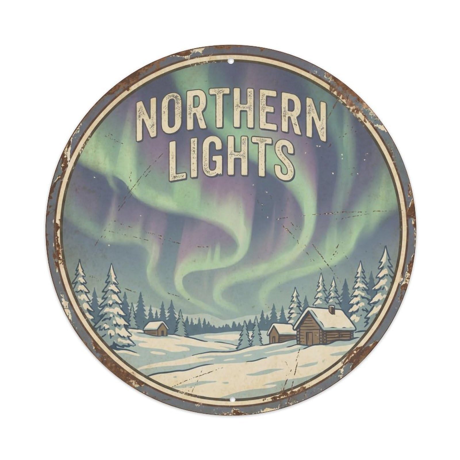 Okahys 8X8inch(20X20cm) Vintage Travel Aurora Borealis Sweden Lights Metal Tin Sign