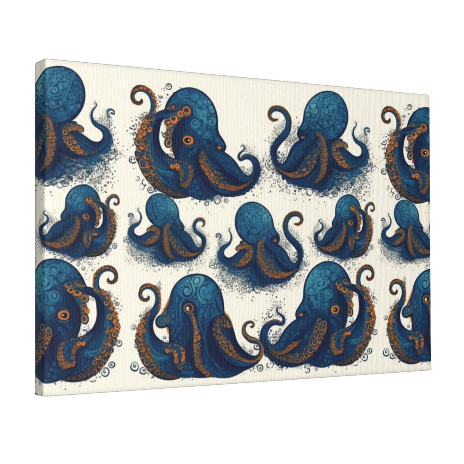 Canvas Wall Art for Living Room Wall Decor 12"x18" Modern Artwork Painting Pictures Hanging Canvas Prints Tentacles octopus Aesthetic Wall Art for Bedroom Bathroom Office Wallart Decor