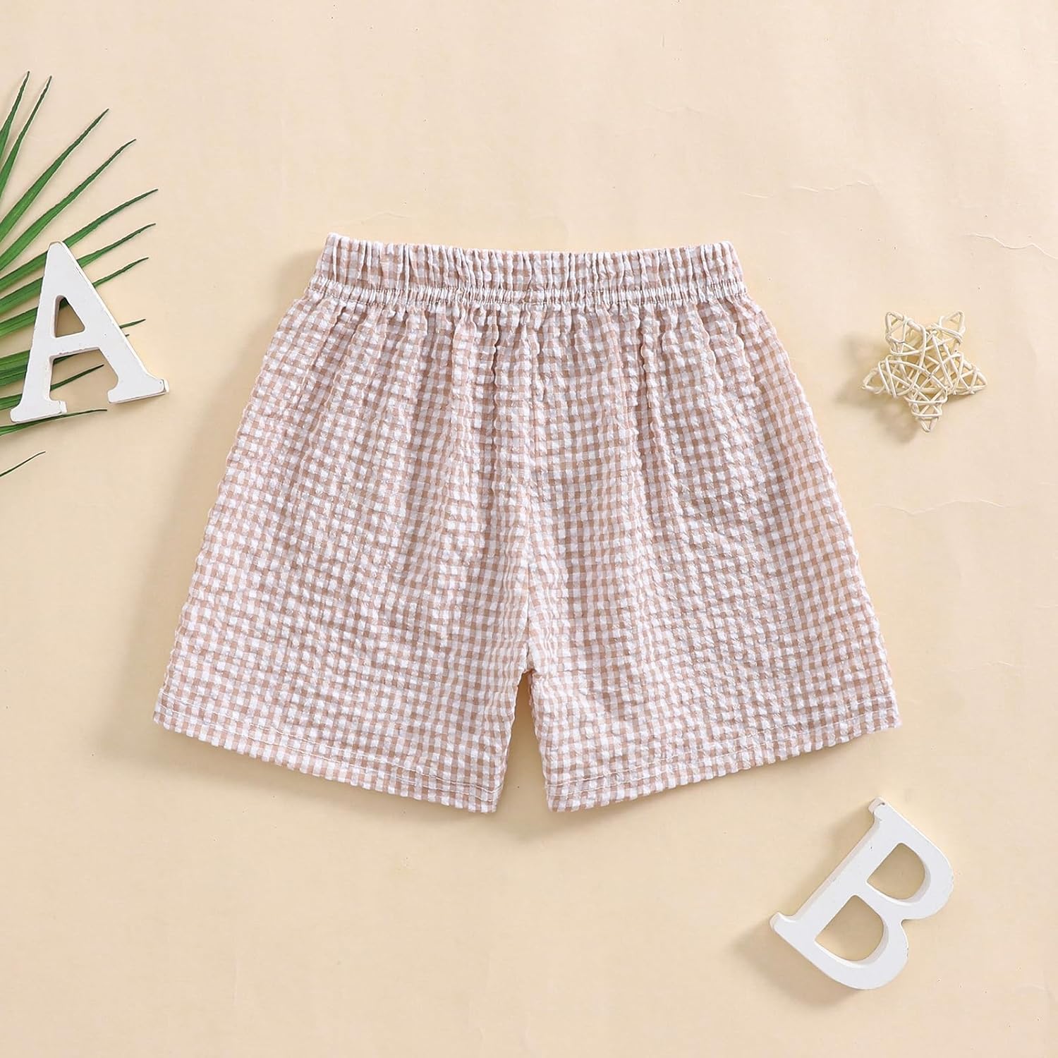 Karuedoo Toddler Baby Boy Girl Shorts Gingham Plaid/Seersucker Shorts Summer Casual Elastic Waist Shorts Pants Bottoms - Image 5