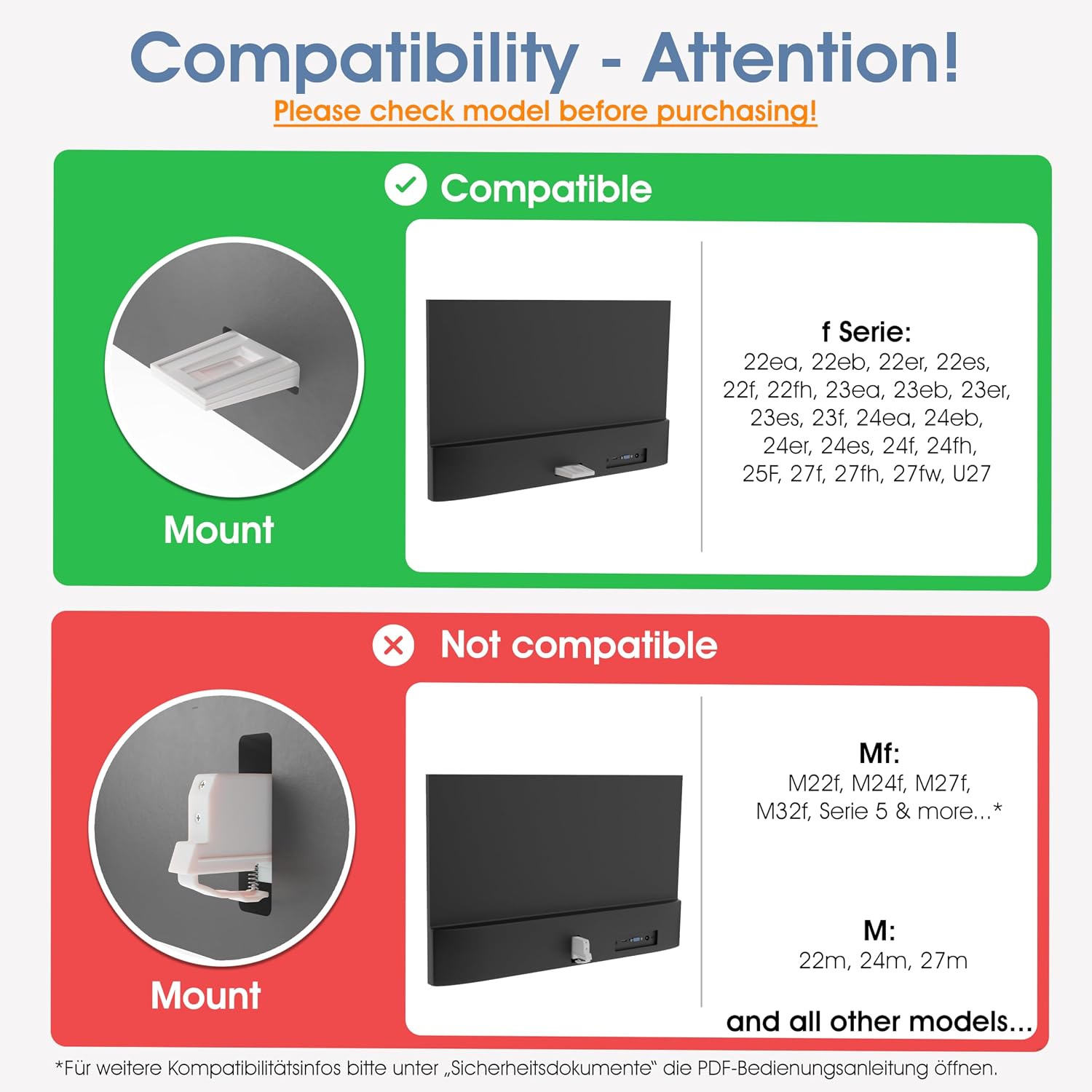 3IDEE VESA Mount Adapter Compatible with HP Monitors (22f, 22es, 22ea, 24f, 24es, 24er, 24ea, 27f, 27es, 27er, 27ea, U27 etc.) – 75x75mm HP Monitor Mount Adapter - Black