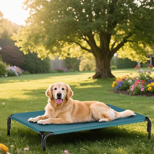 Miniatura 5 de Cama elevada para perros para exteriores, catre elevado extra grande con malla lavable, cuna refrescante para mascotas, a prueba de mordidas para