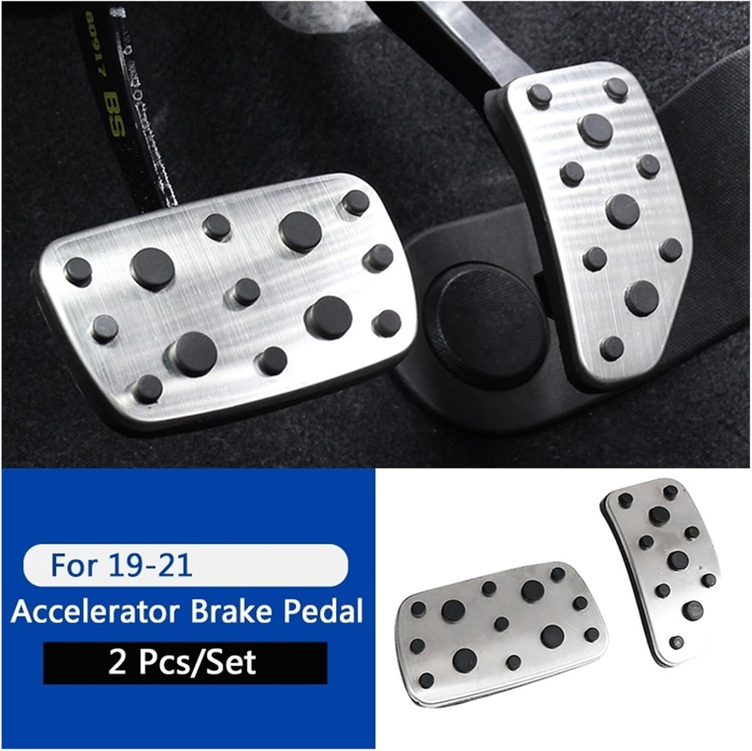 Accelerator Brake Footrest Gas Pedal Pad Stainless Steel Rubber Car Accessory Compatible With Subaru Forester 13-18 19-24 XV 2018-2022(Fr 19-24 2Pcs)