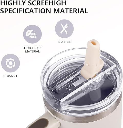 Miniatura 8 de Tapa de repuesto para vaso de 40 onzas, apta para vaso SIM de 40 onzas, vaso Stanley Adventure Quencher y Quencher 2.0 de 40 onzas (marrón)