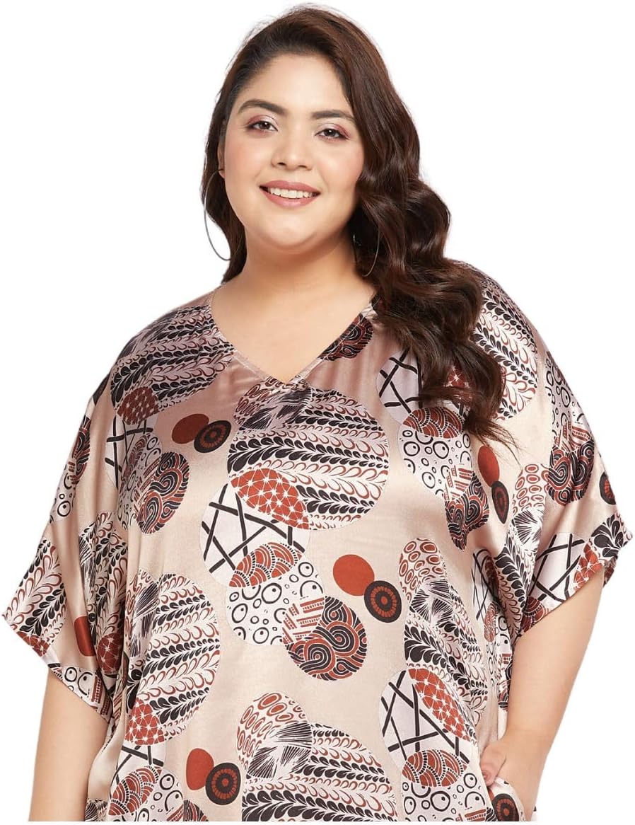 Gypsie Blu Caftans for Women Plus Size Long Satin Pocket Kaftan Dress Beach Swimsuit Cover Up Maxi House Dresses - Image 4