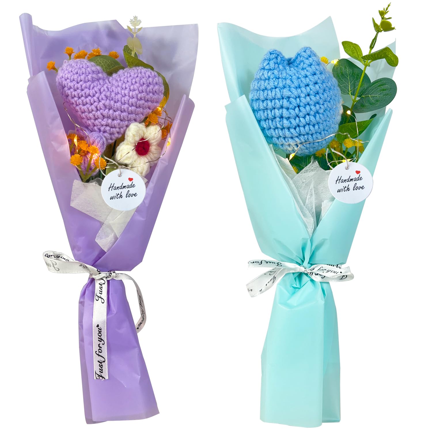 Bouquet de fleurs en crochet tricoté main de qualité premium