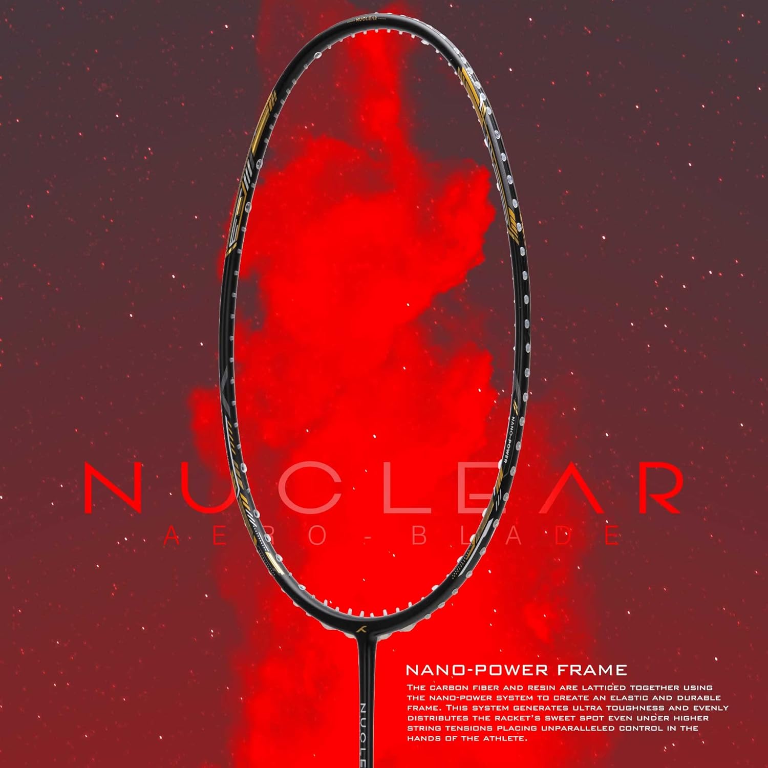HUNDRED Nuclear 72 Carbon Fibre Unstrung Badminton Racket with Full Racket Cover for Intermediate Players (60g)