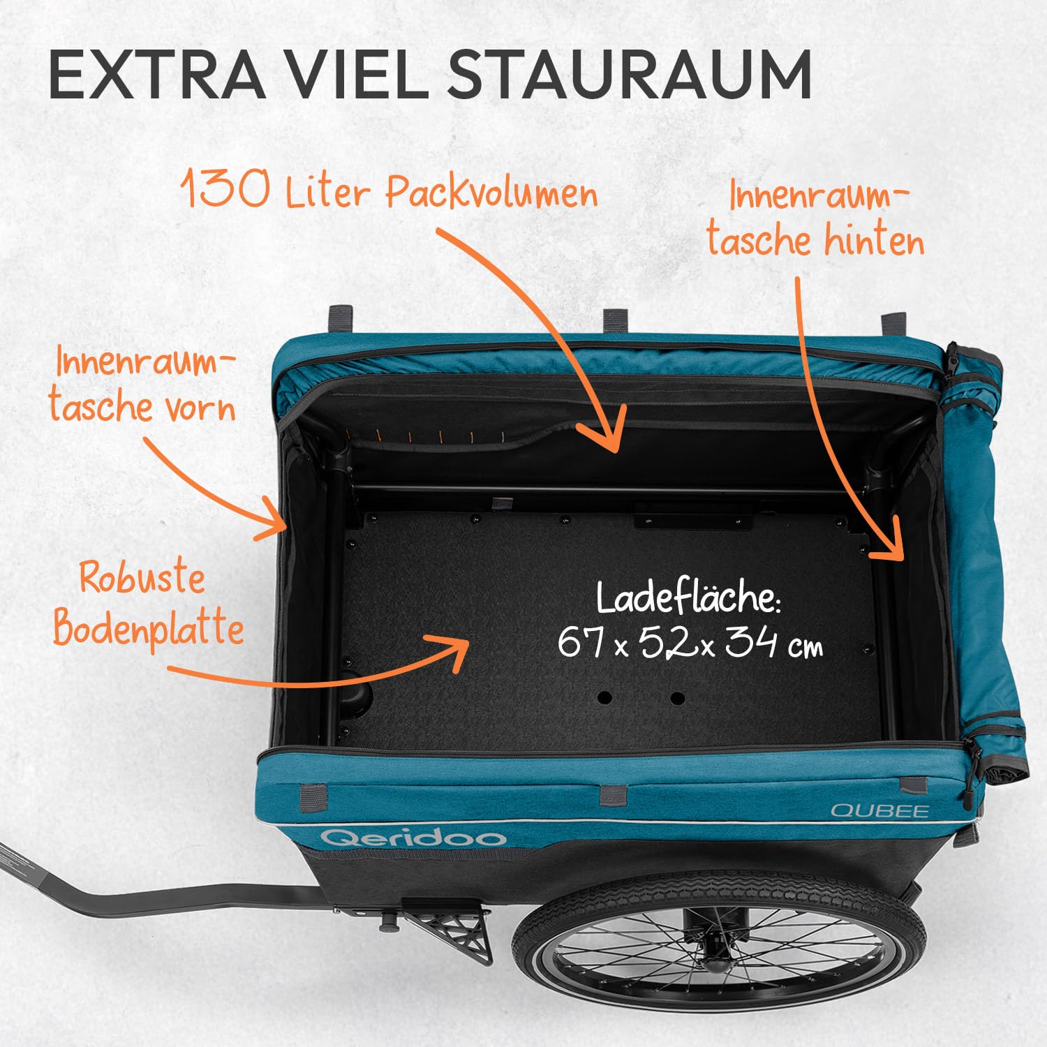 Qeridoo Qubee | Klappbarer Lastenanhänger | Fahrradanhänger & Bollerwagen faltbar mit Luftreifen | Fahrrad Zubehör Transport | Bike Trailer