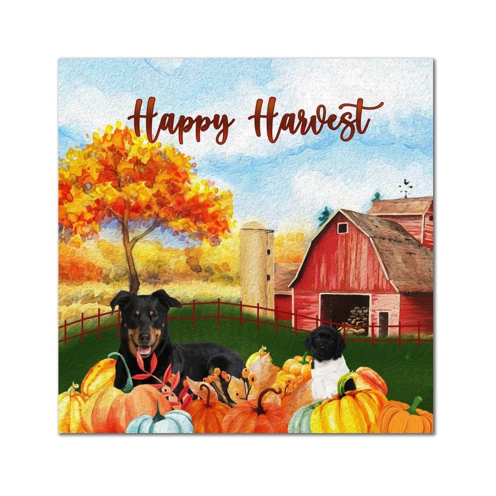 Plaque bois Happy Harvest Bulldog 35 cm idée cadeau décoration murale suspendre maison
