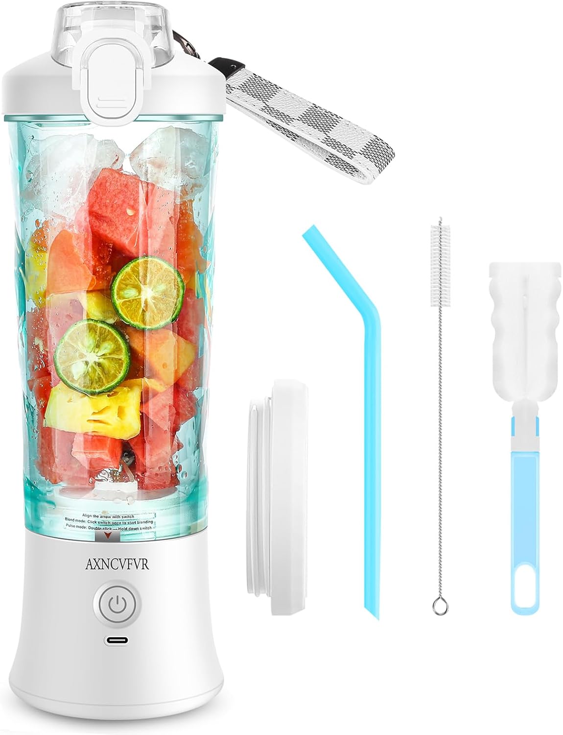 Portable Blender 20 oz,with Travel Lid Corded BPA-Free,usb Rechargeable Personal Size High Speed IPx67 Pulse Mode Mixing Juicer,for Shakes and Nut, Juice, Vegetables Baby Food