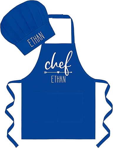 Sombrero y delantal de chef personalizados para niños. Tallas 1-3, 4-7, 8-11. Delantal infantil para niños y niñas.