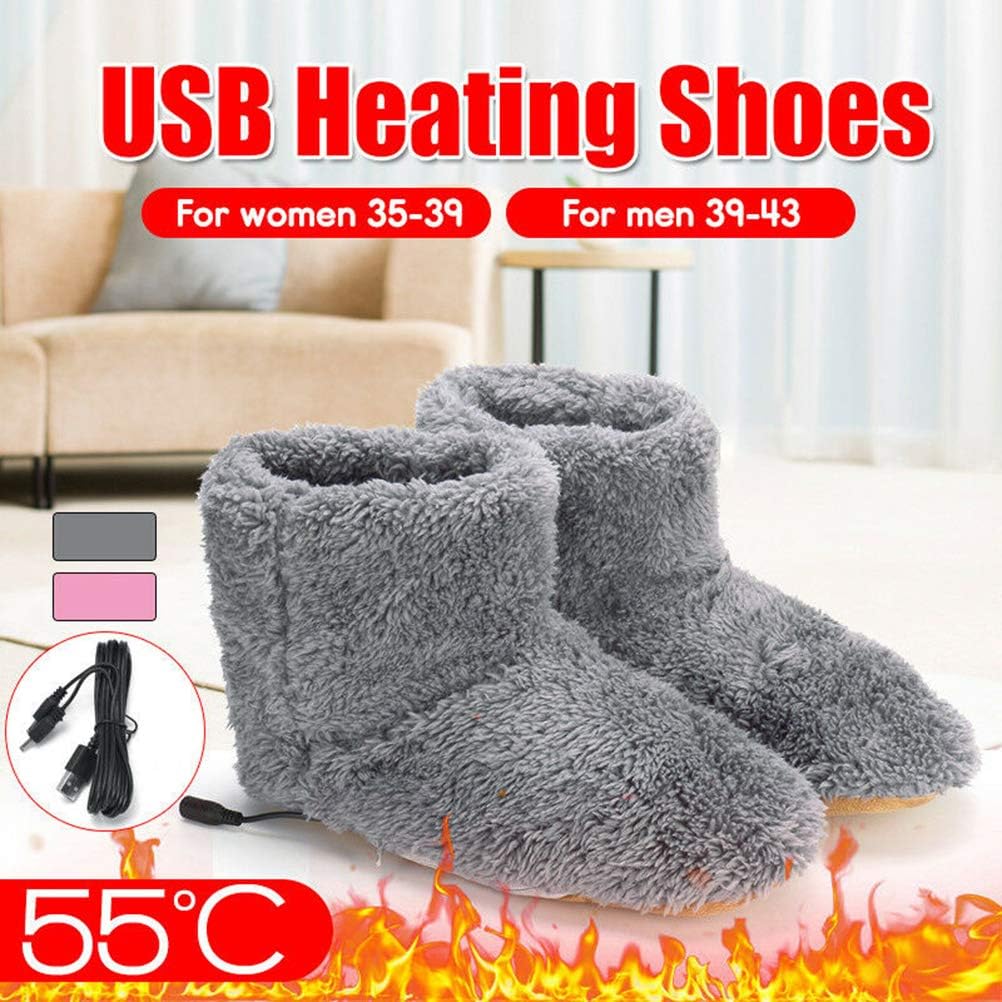 Newooh Winter Foot Warmer Shoes Soft Electric Heating Shoes USB Snow Boots Washable Electric Shoes Skiing Boot，Have Warm feet on Winter Like , Working, Skiing